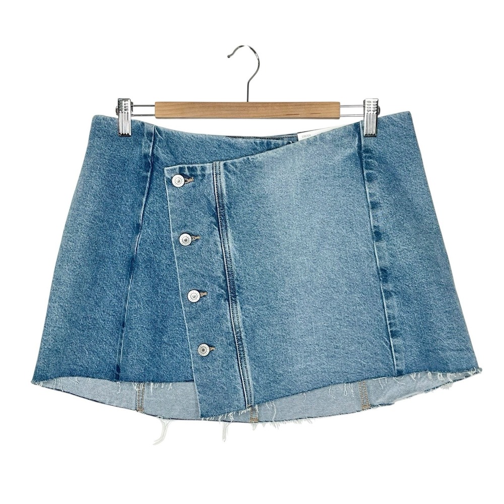 American Eagle Low Rise A-Line Jean Skirt Womens 10 Crossover Cutoff Festival
